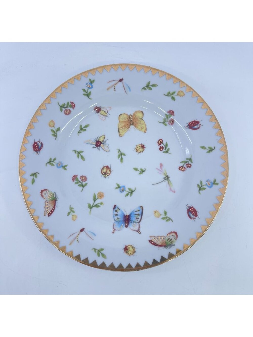 i. godinger & co. butterfly & floral porcelain salad plates with gold trim 1 pla